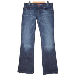 7 For All Mandkind Y2K Low Rise Bootcut Jeans Blue Stretch Denim Pink Stitching